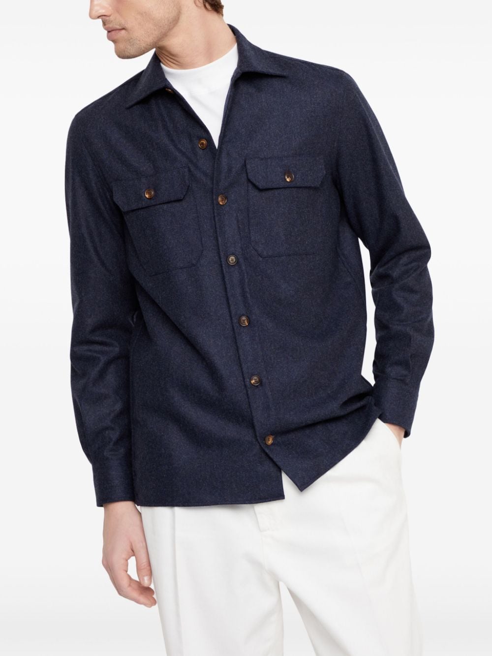 Brunello Cucinelli Shirts Blu Scuro Fabric