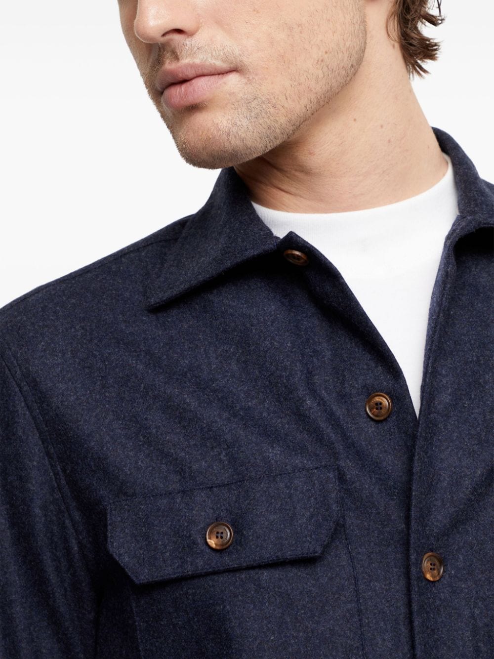Brunello Cucinelli Shirts Blu Scuro Fabric