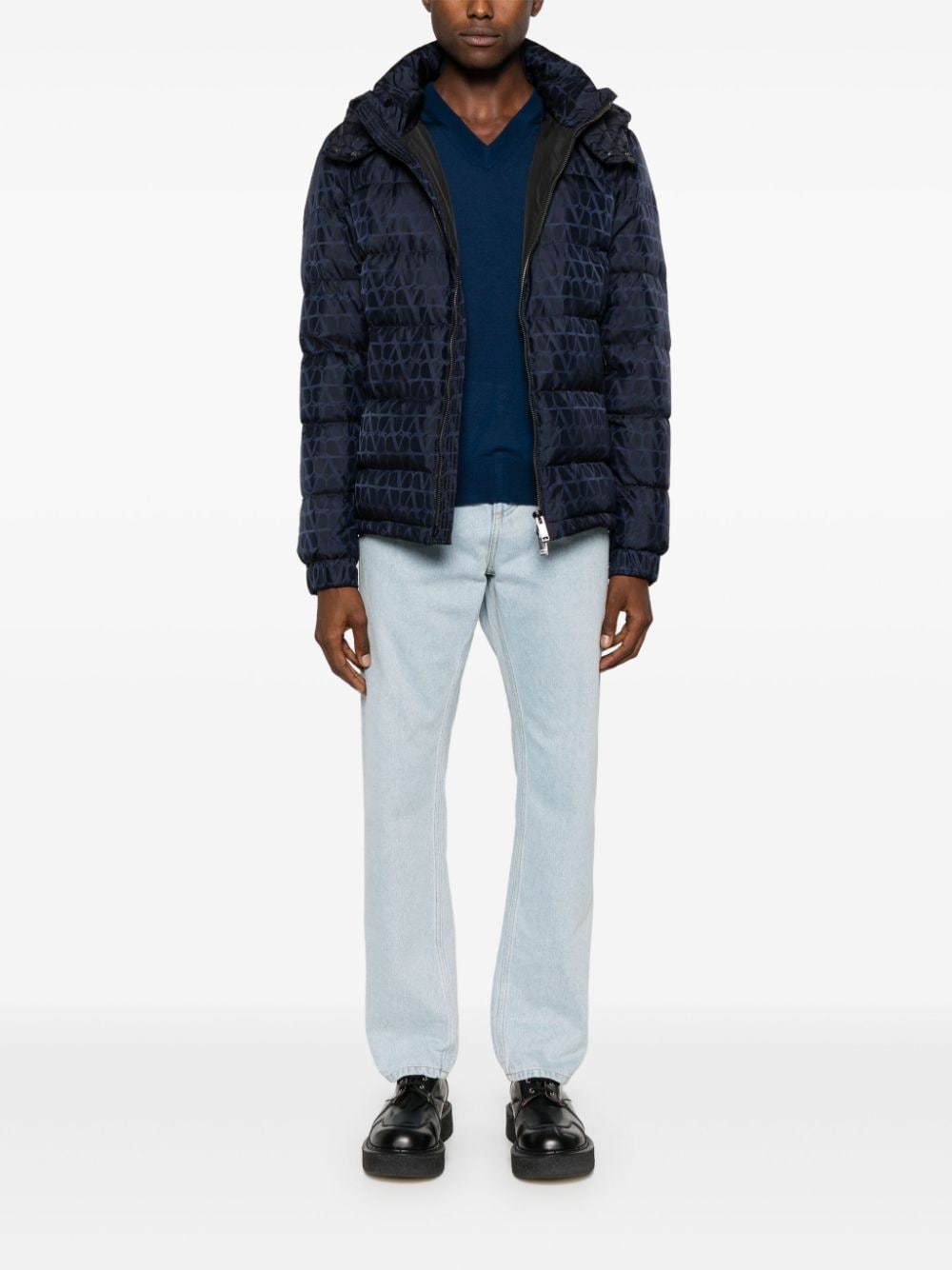 Valentino Coats Blue Lining: Down