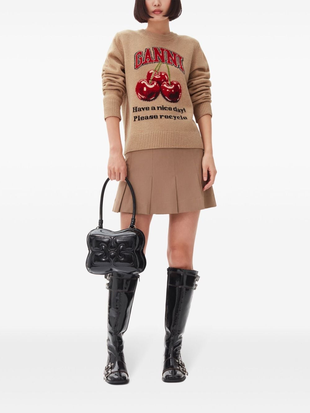 Ganni Sweaters Beige Wool