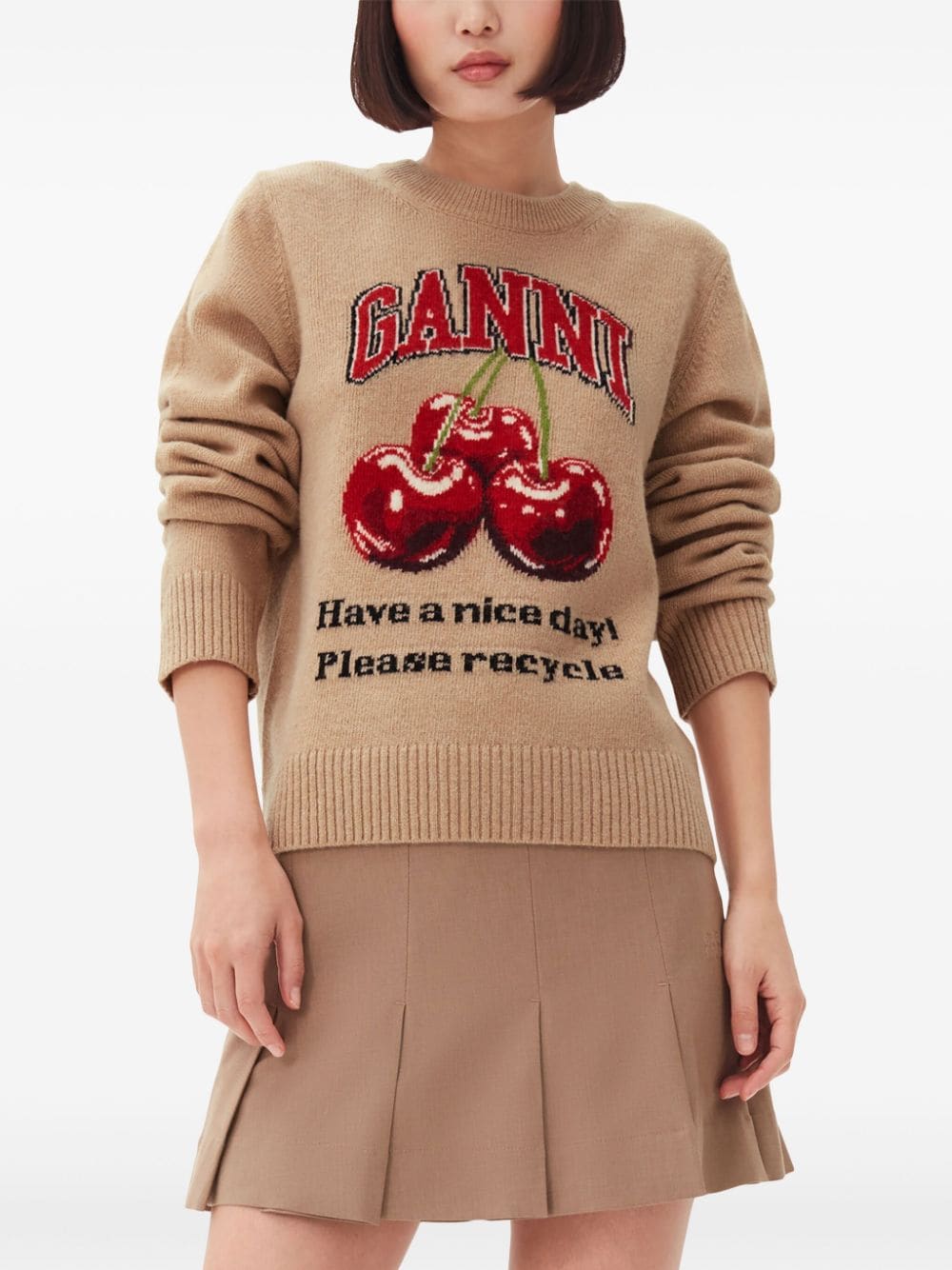 Ganni Sweaters Beige Wool