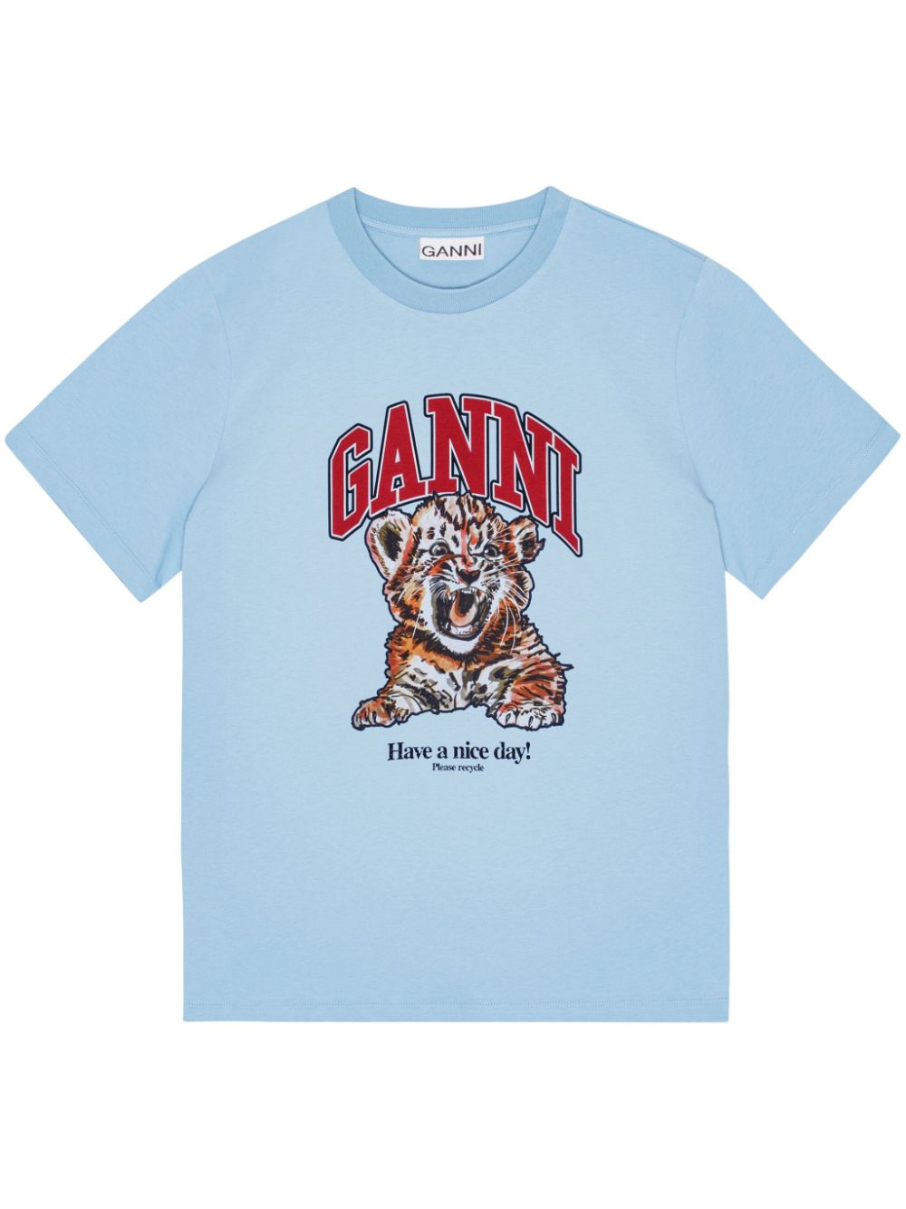 Ganni T-Shirts And Polos Clear Blue Cotton