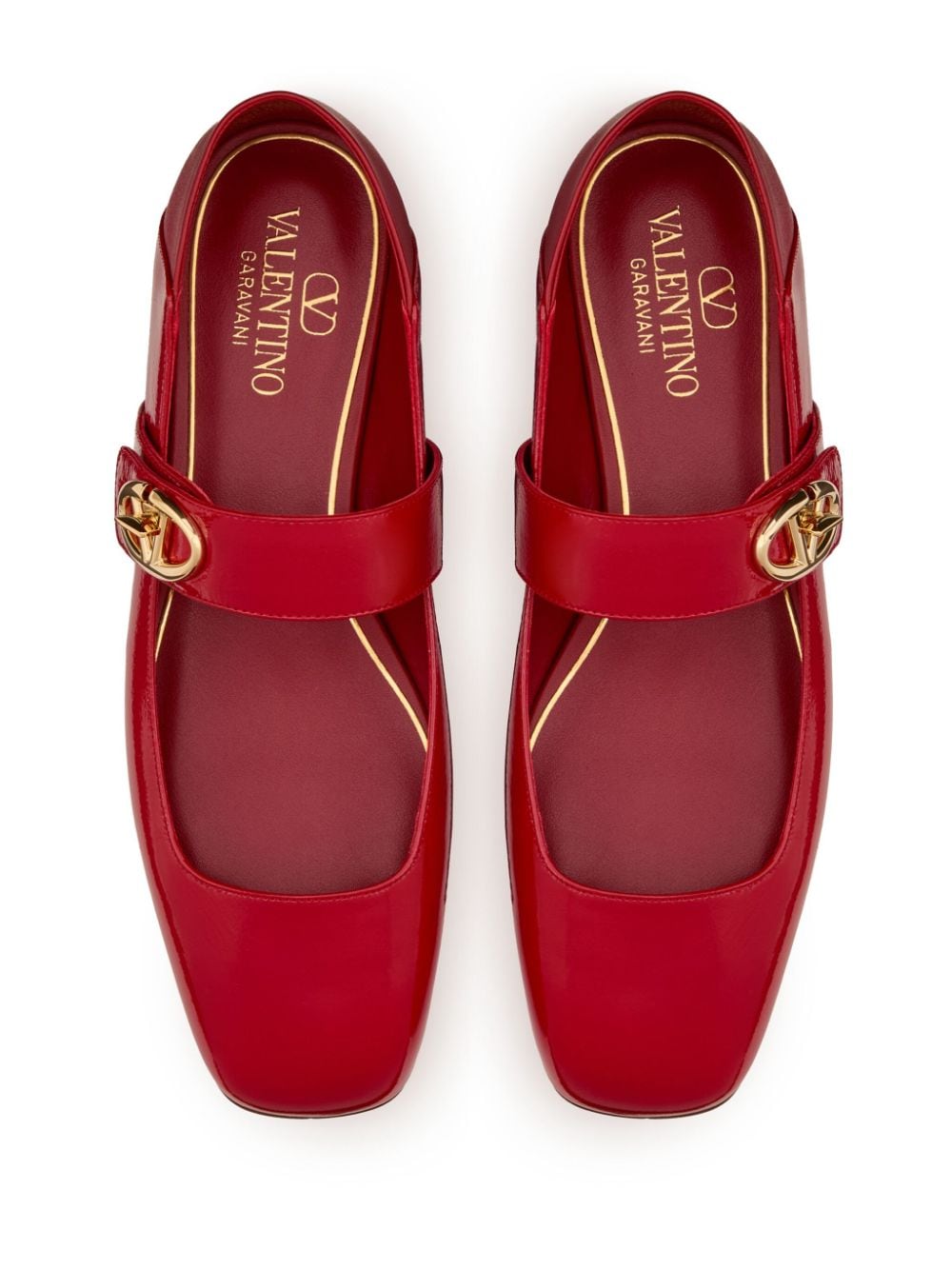 Valentino Garavani Flat Shoes Red Outer: Calf Leather