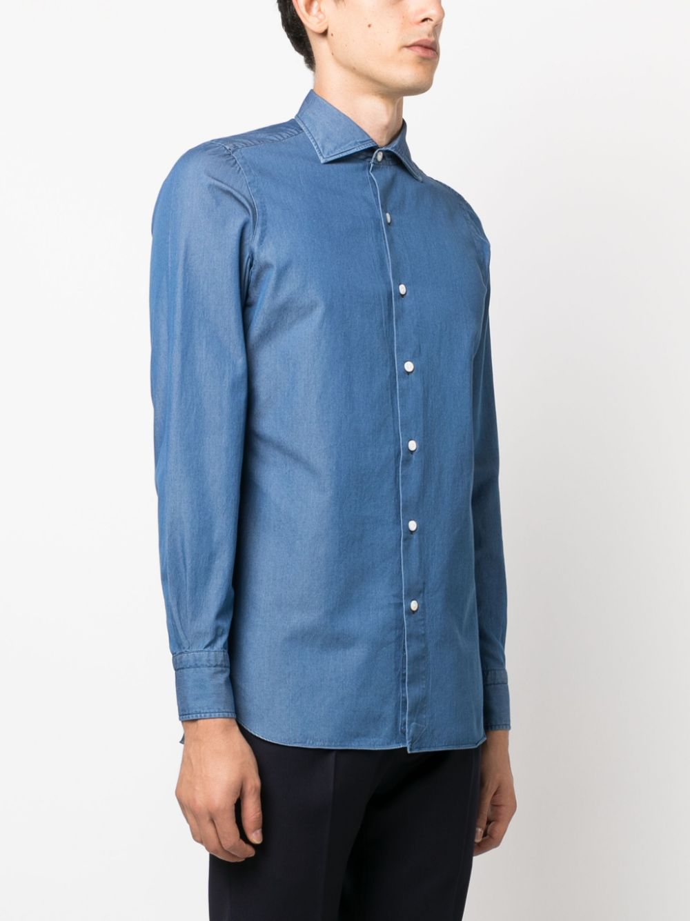 Finamore 1925 Napoli Shirts Clear Blue Cotton