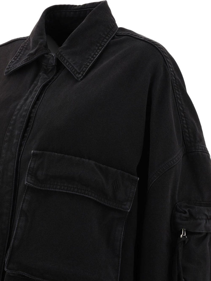 The Attico Coats Black Cotton