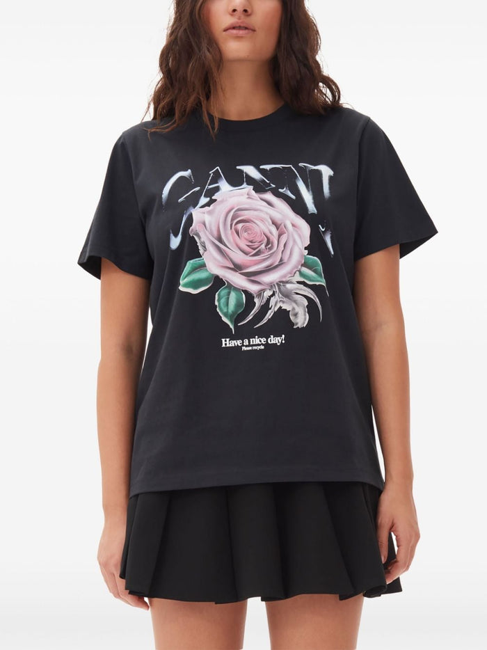 Ganni T-Shirts And Polos Black Cotton