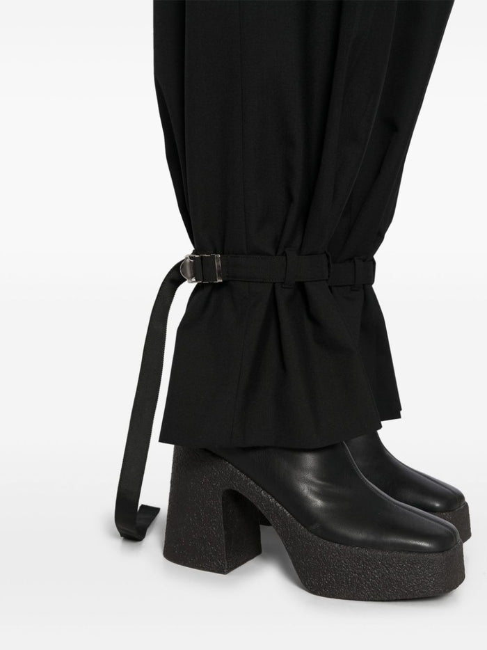 Sacai Trousers Black Polyester Wool