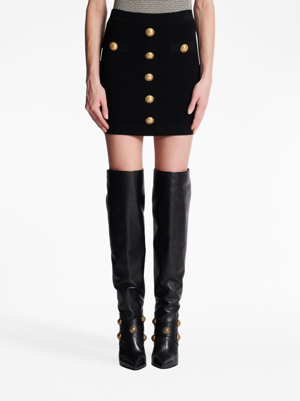 Balmain Skirts Black Viscose Polyester