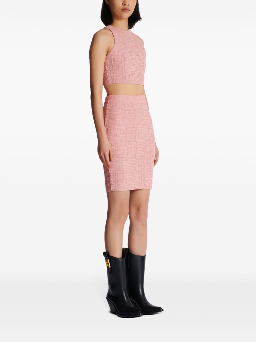 Balmain Skirts Pink Viscose Polyamide Polyester