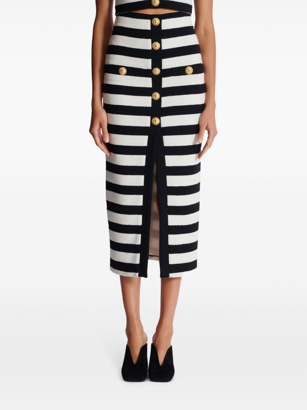 Balmain Skirts Black Acrylic Cotton Polyamide