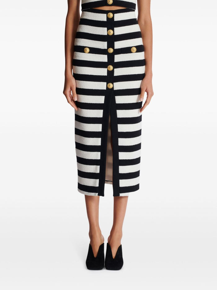 Balmain Skirts Black Acrylic Cotton Polyamide