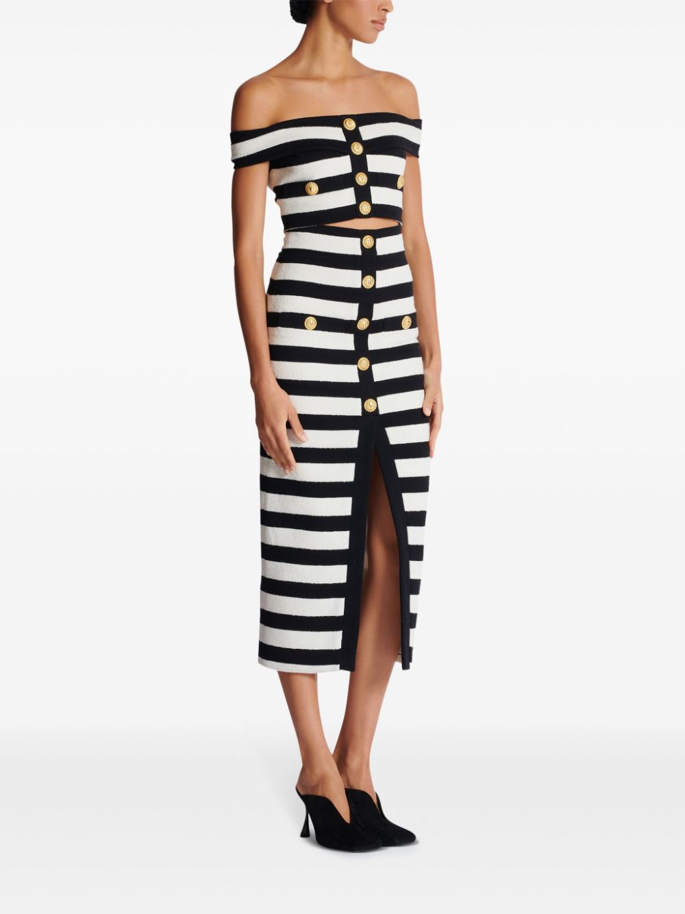 Balmain Skirts Black Acrylic Cotton Polyamide