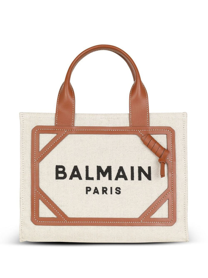Balmain Bags Leather Brown Cotton Linen