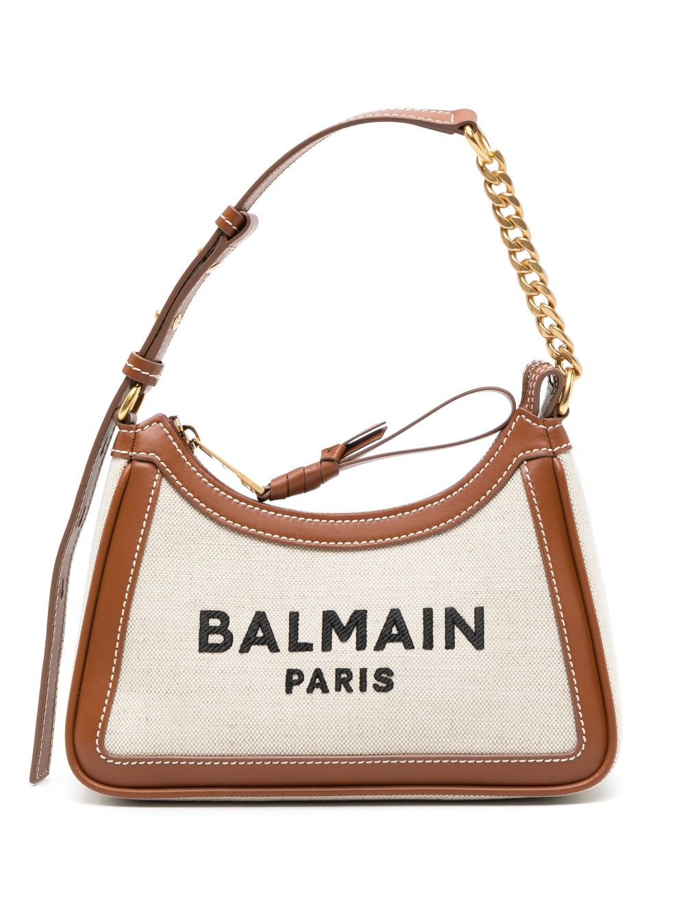 Balmain Bags Leather Brown Cotton Linen