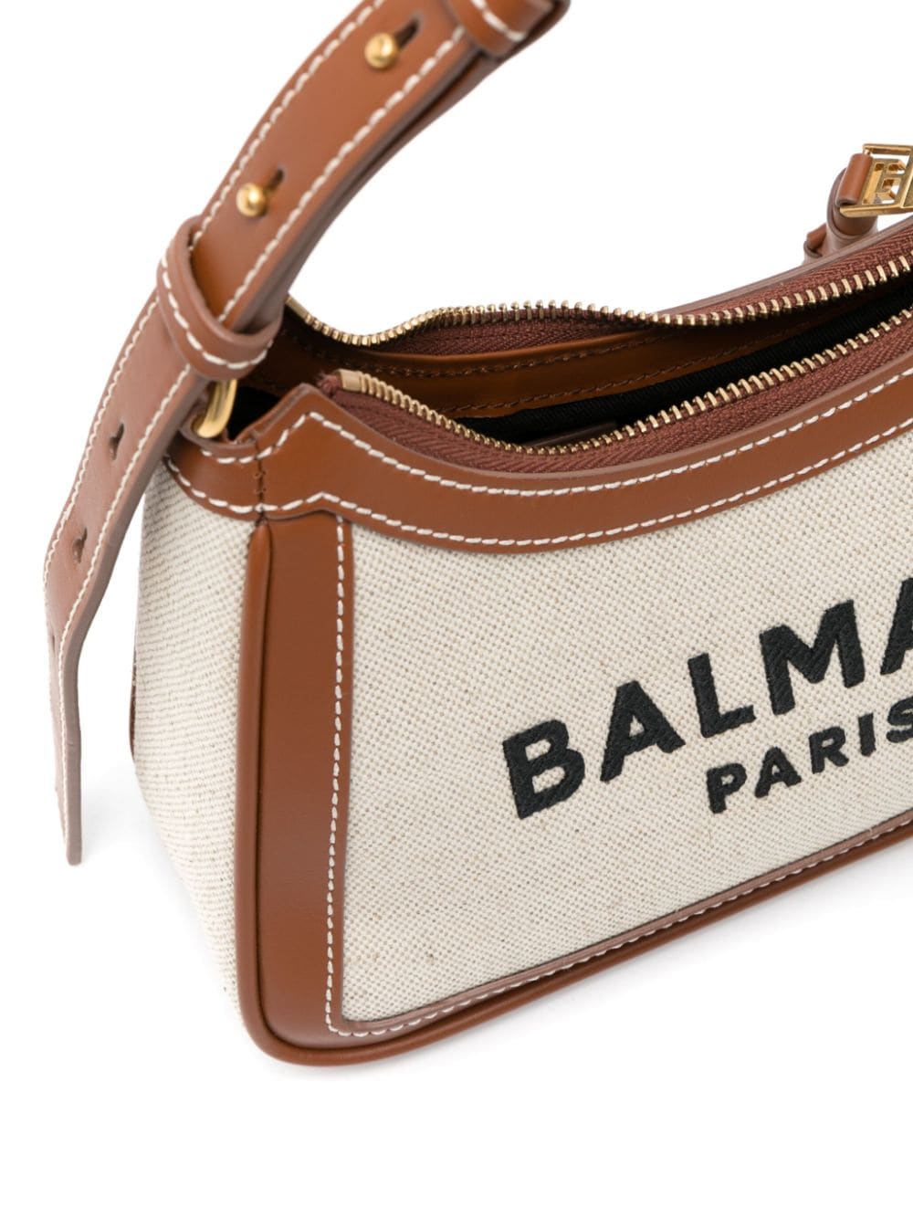 Balmain Bags Leather Brown Cotton Linen