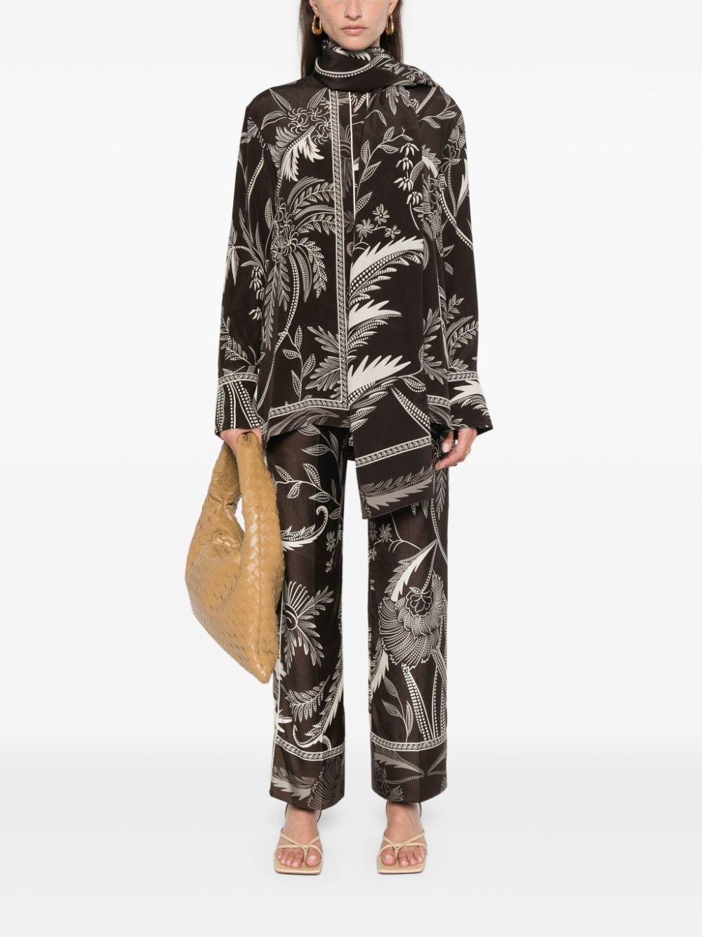 F.r.s . Trousers Brown Silk