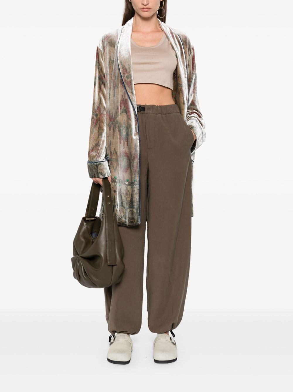 White Sand Trousers Kaki Viscose Polyester
