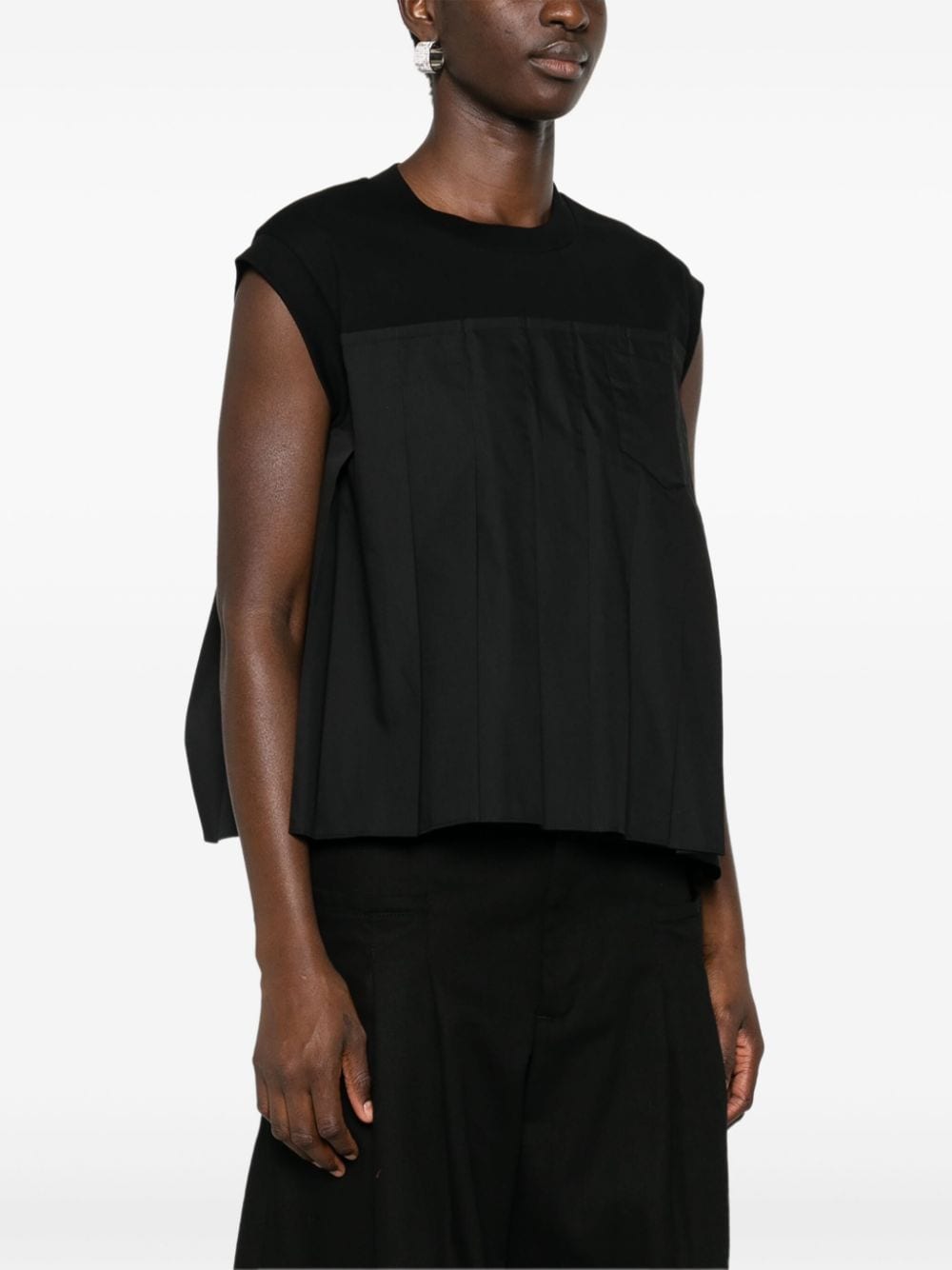 Sacai T-Shirts And Polos Black Polyester Cotton