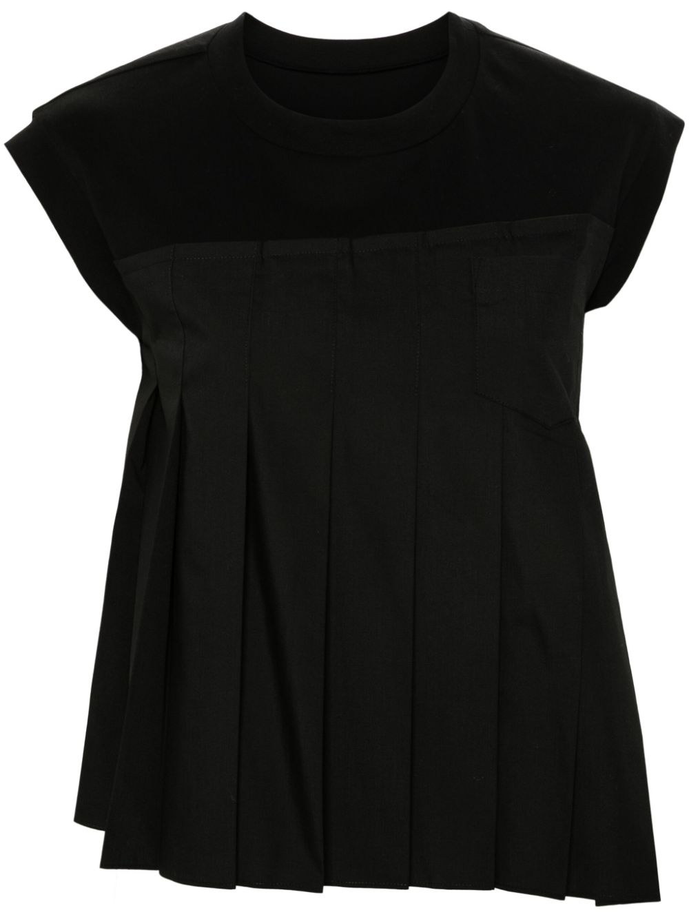 Sacai T-Shirts And Polos Black Polyester Cotton