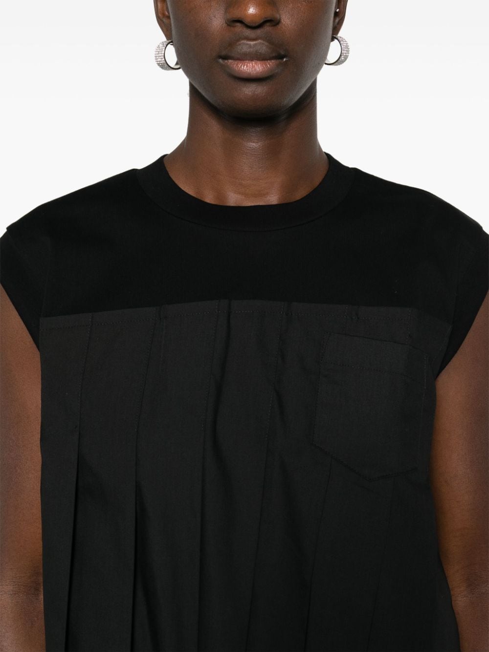 Sacai T-Shirts And Polos Black Polyester Cotton