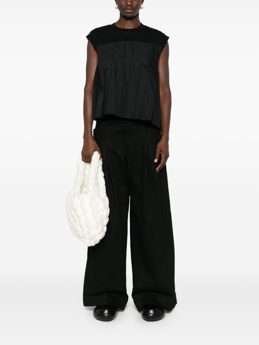 Sacai T-Shirts And Polos Black Polyester Cotton