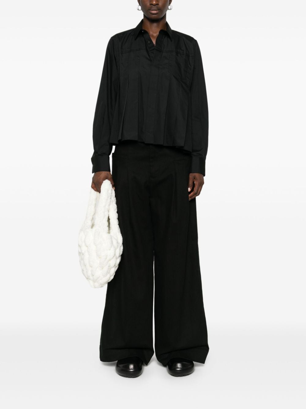Sacai Shirts Black Polyester Cotton