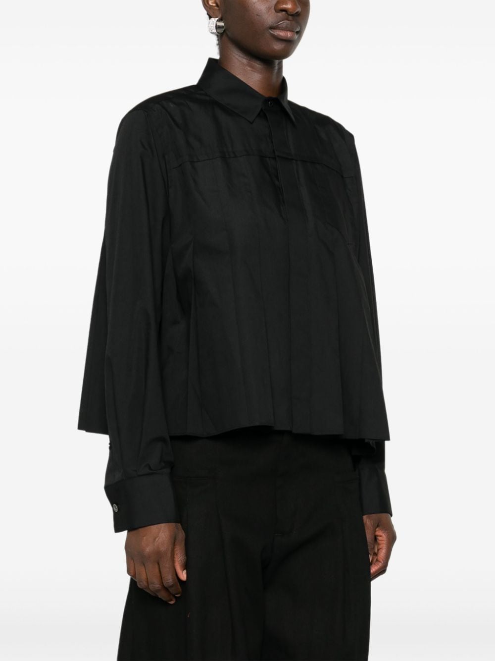 Sacai Shirts Black Polyester Cotton