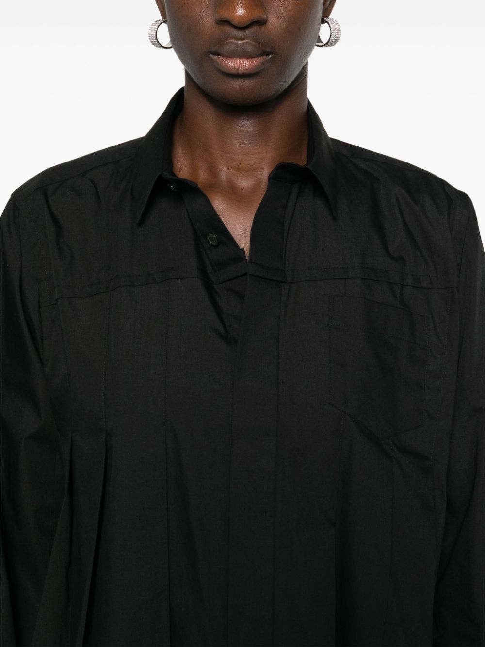 Sacai Shirts Black Polyester Cotton