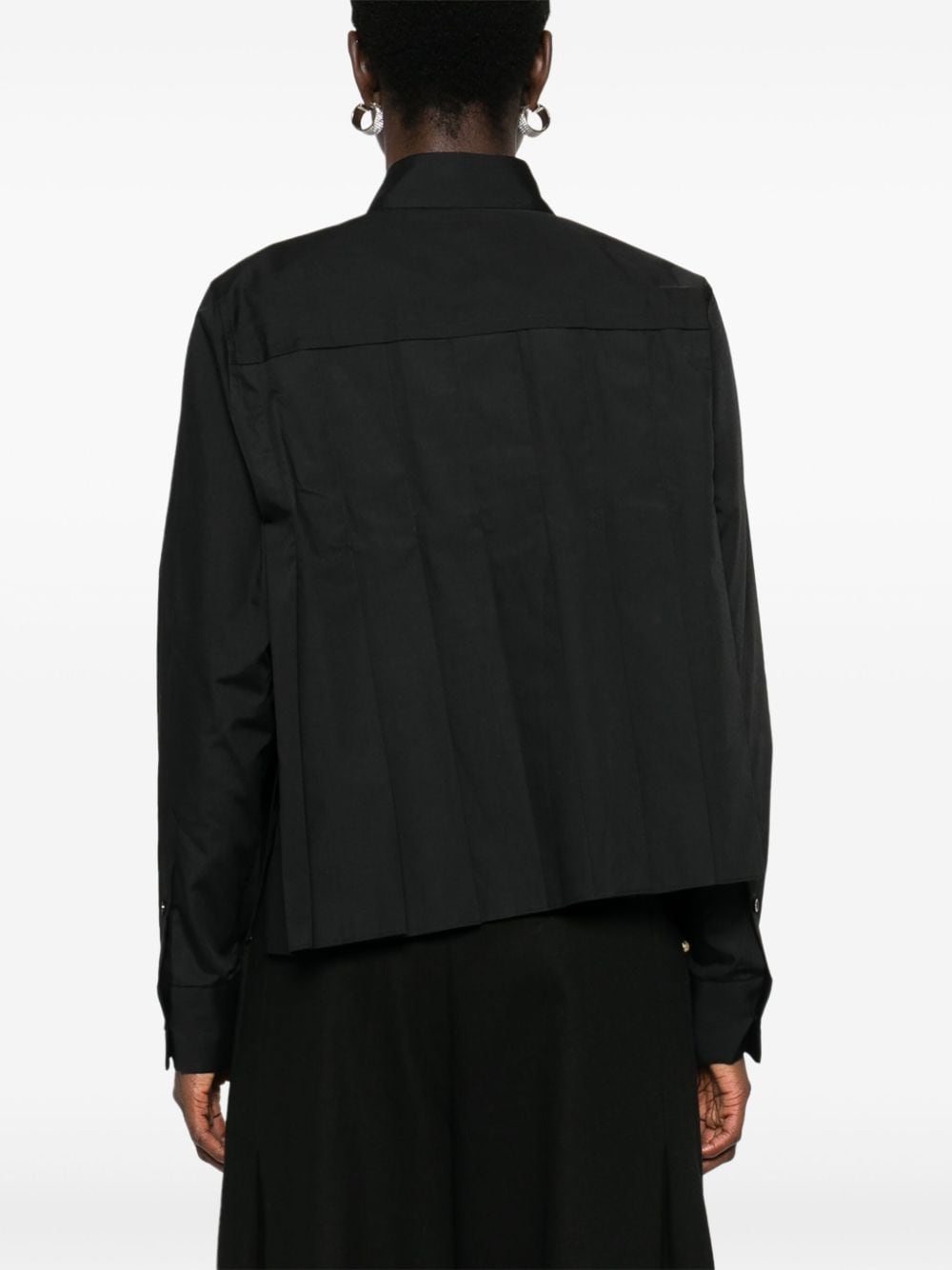 Sacai Shirts Black Polyester Cotton