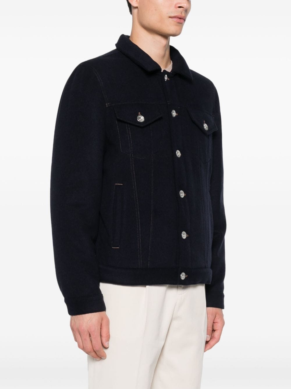 Brunello Cucinelli Coats Blu Virgin Wool