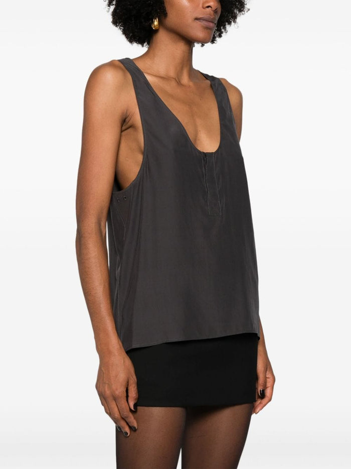 Saint Laurent Top Grey Natural (other)->silk100.0 %