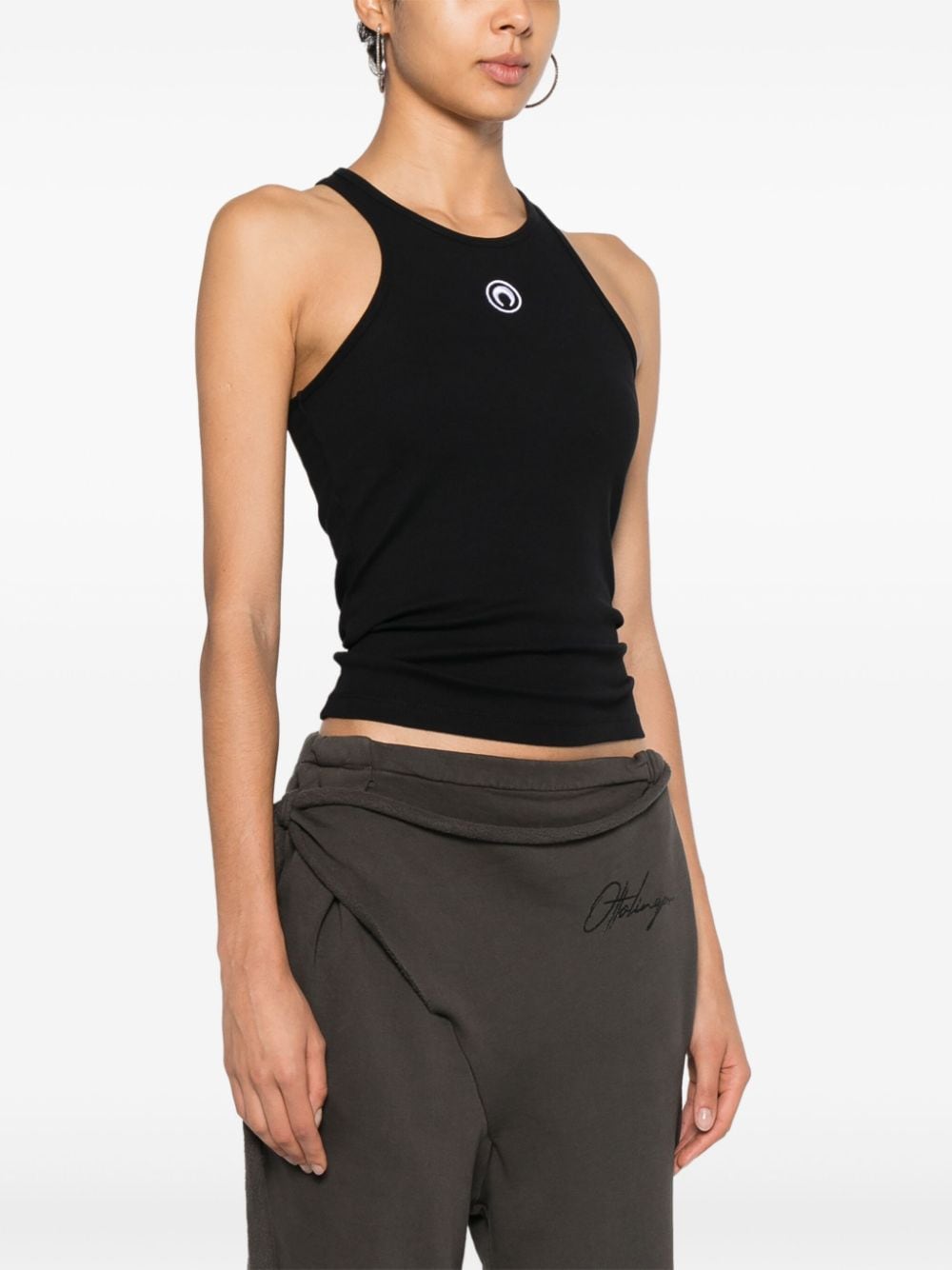 Marine Serre Top Black Cotton Elastane