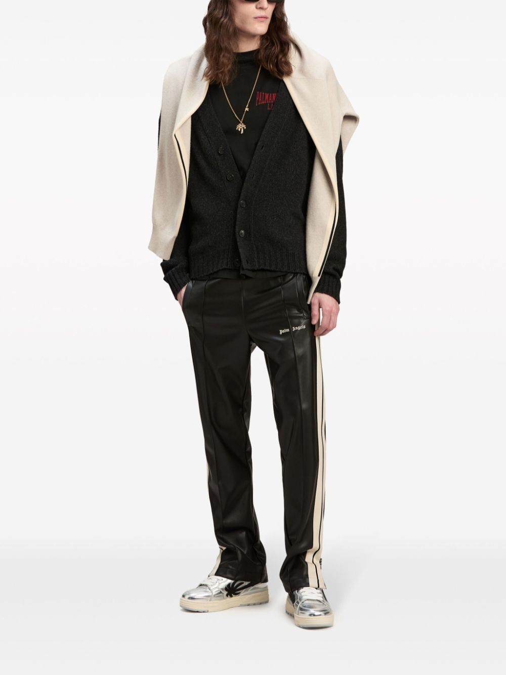Palm Angels Trousers Black Polyester Polyurethane