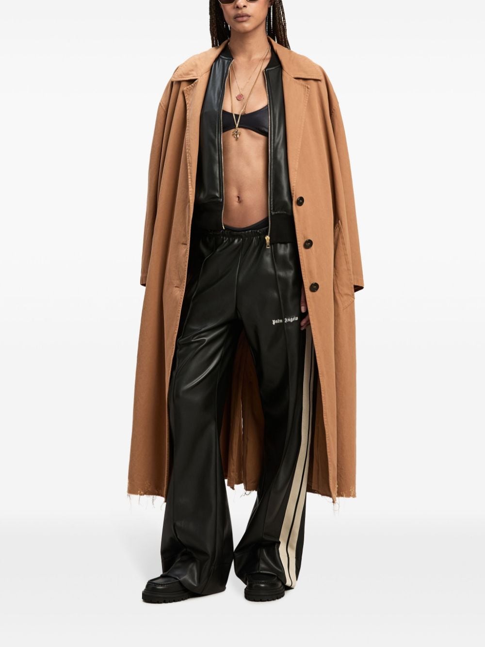 Palm Angels Trousers Black Polyester Polyurethane