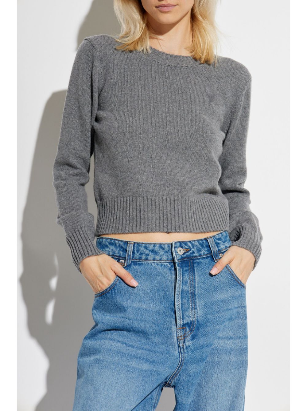 Ami Paris Sweaters Grey Cashmere Wool