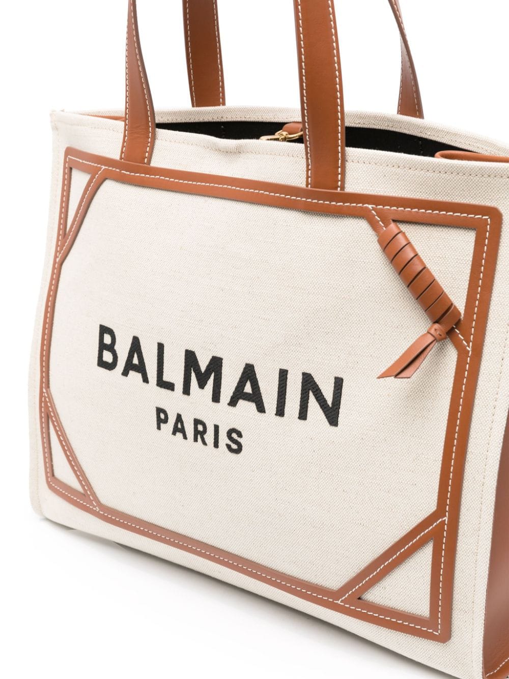 Balmain Bags Leather Brown Cotton Linen