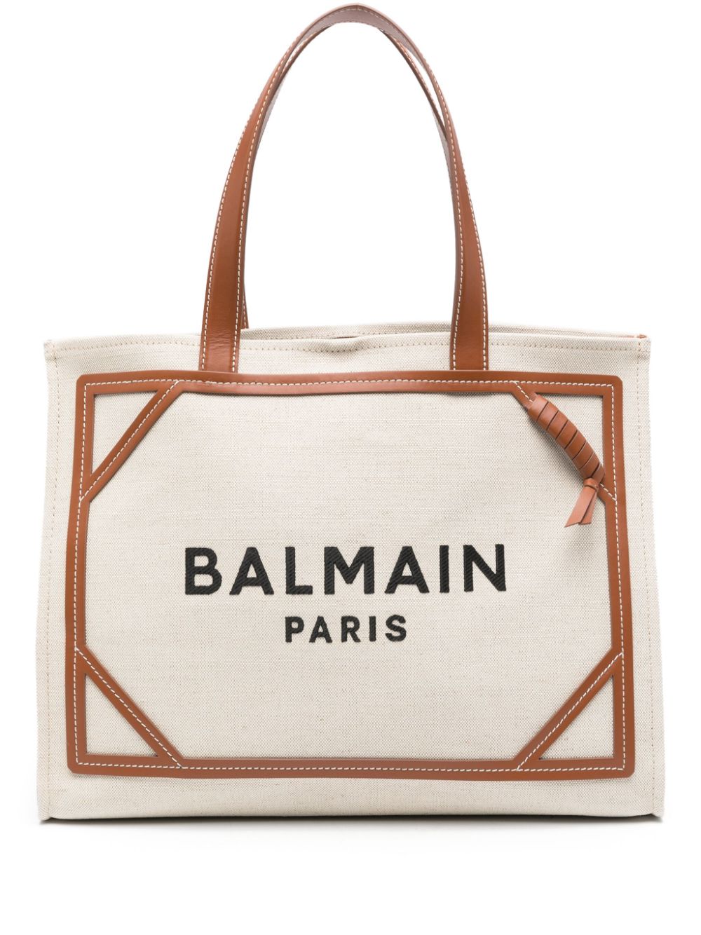 Balmain Bags Leather Brown Cotton Linen