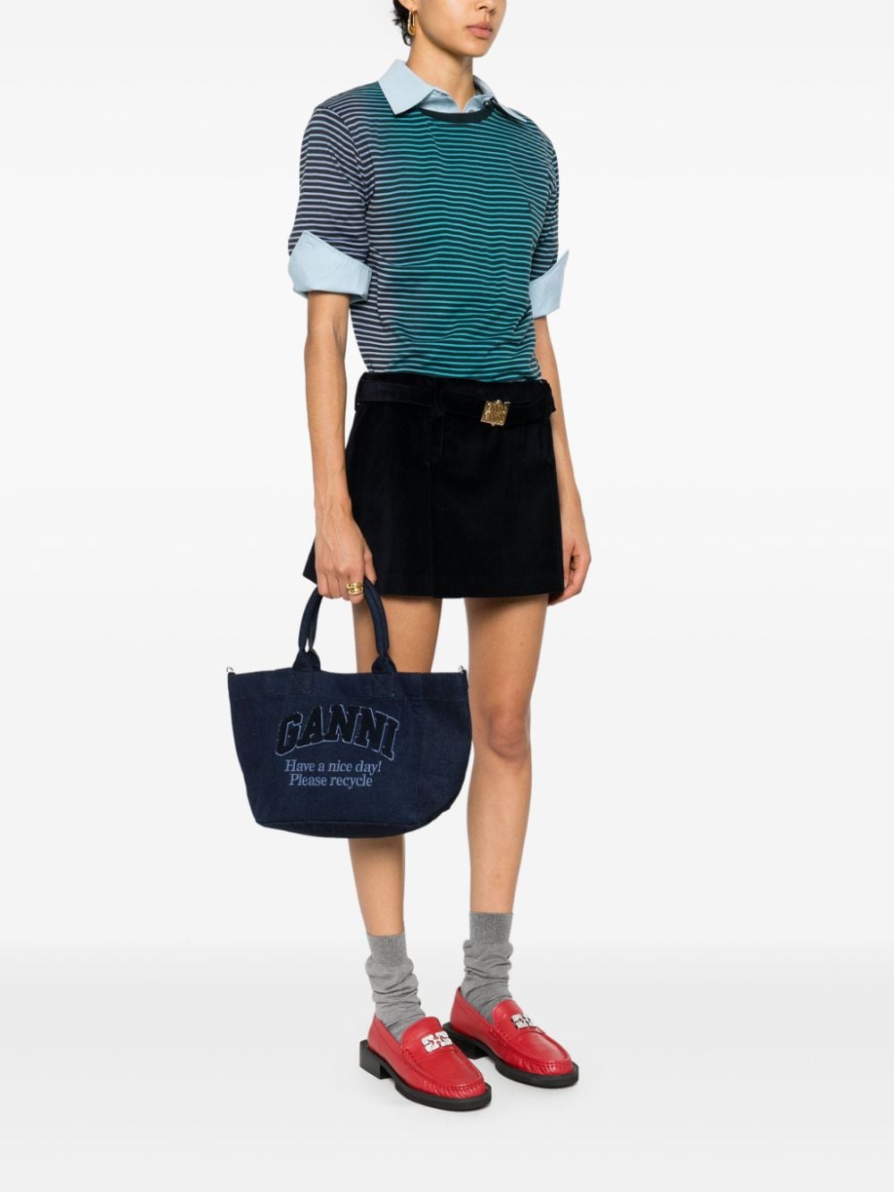 Ganni Bags Blue Cotton