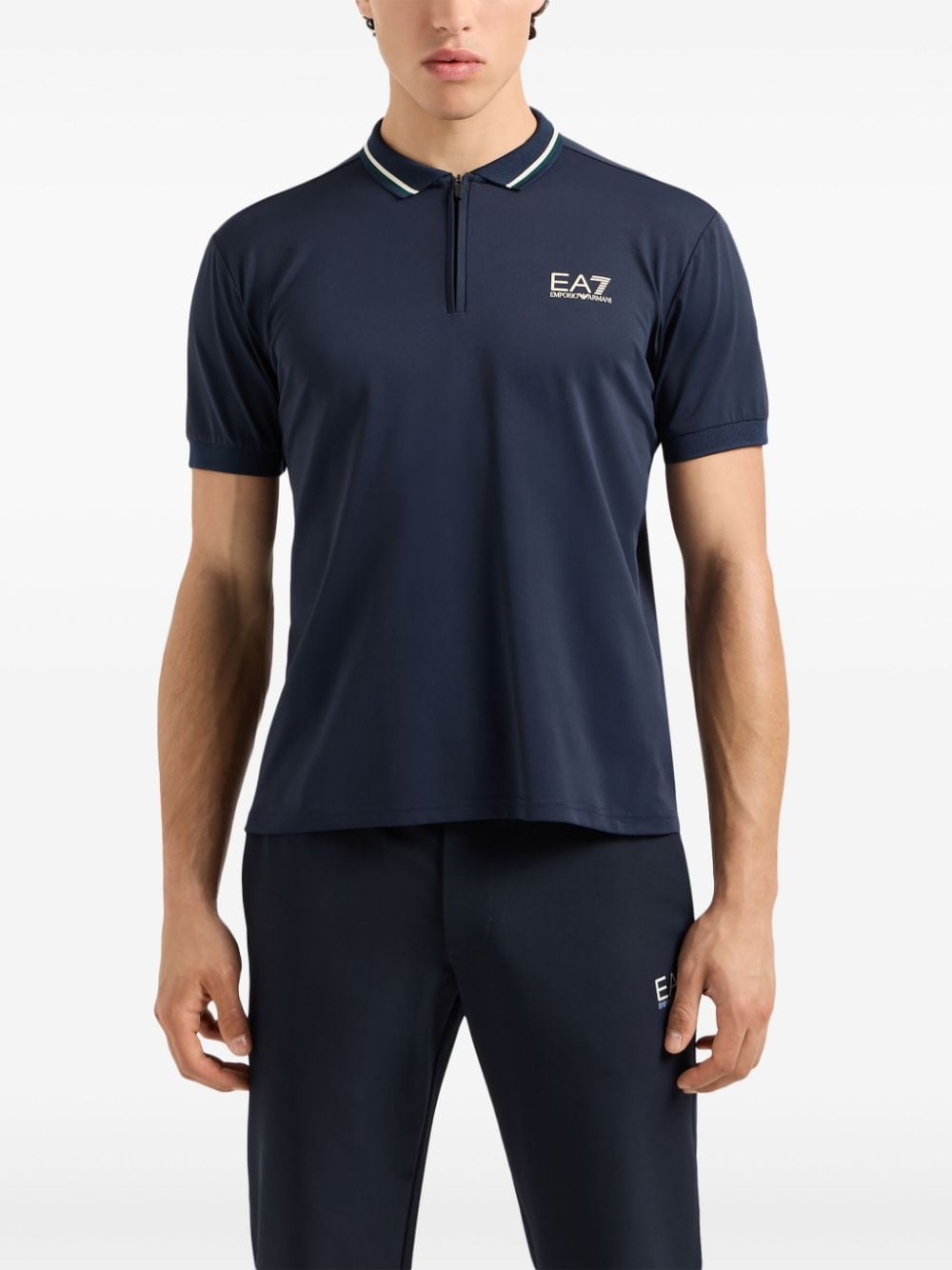 Ea7 T-Shirts And Polos Blu Polyamide Elastane