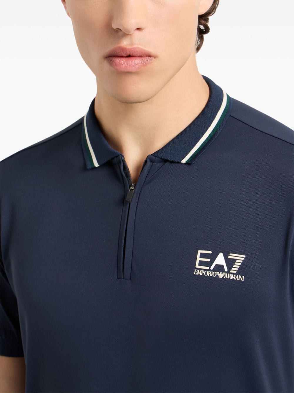 Ea7 T-Shirts And Polos Blu Polyamide Elastane
