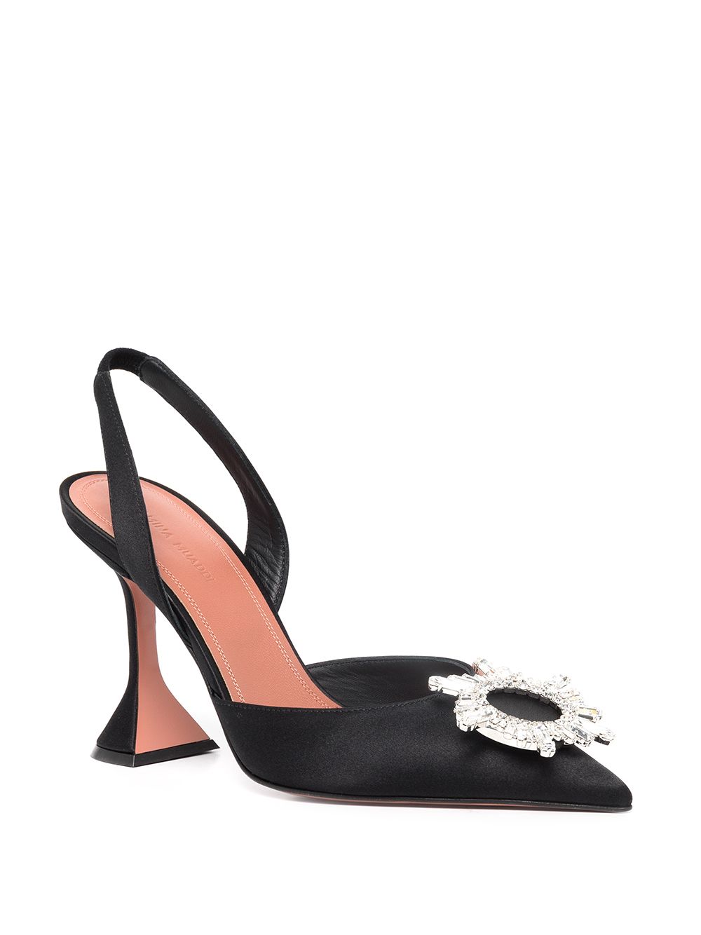Amina Muaddi With Heel Black Silk