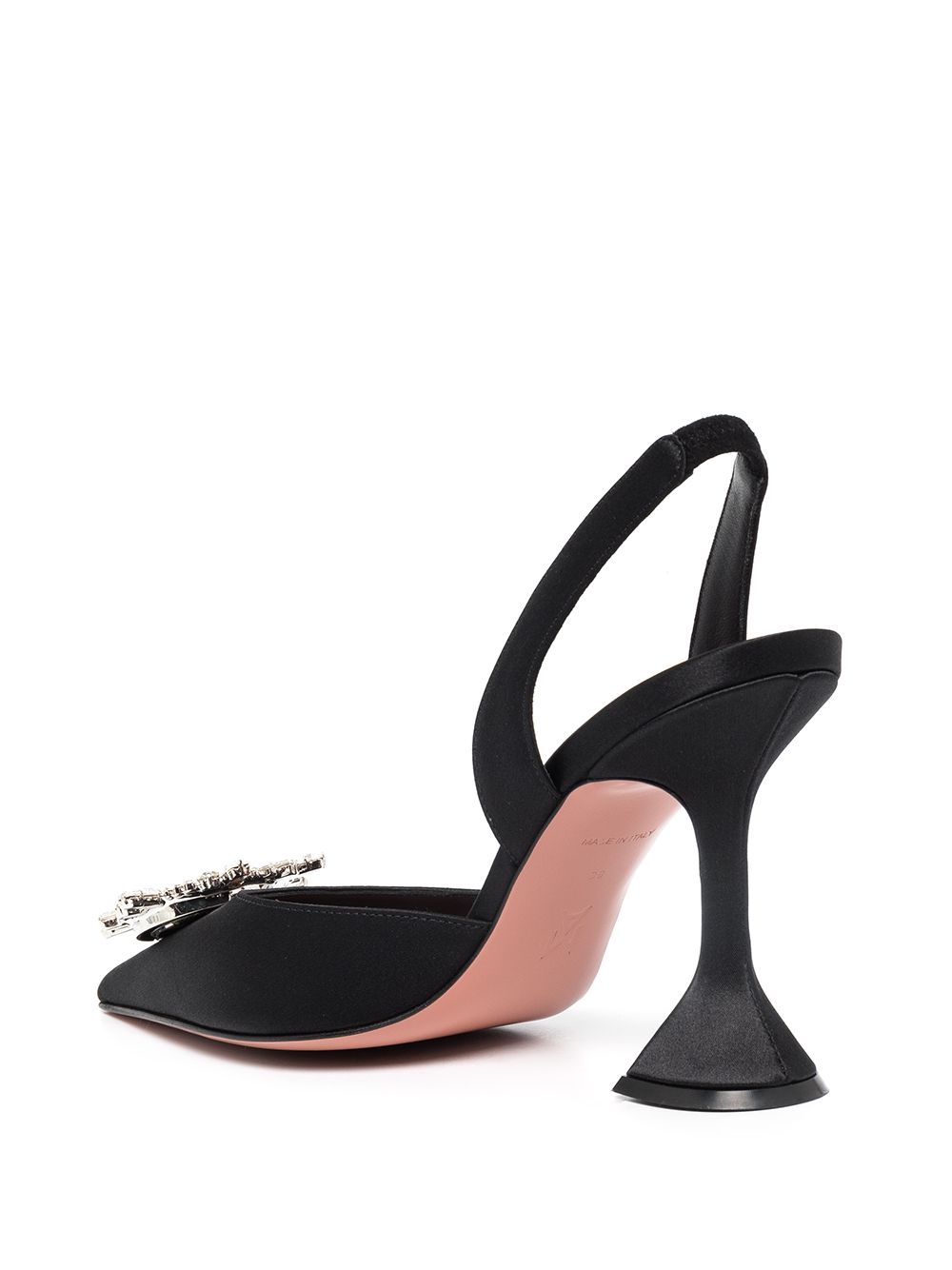 Amina Muaddi With Heel Black Silk