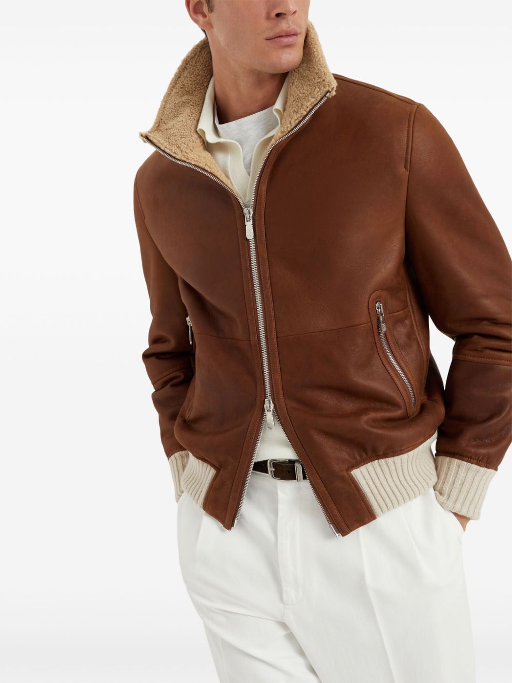 Brunello Cucinelli Jackets Marrone Shearling