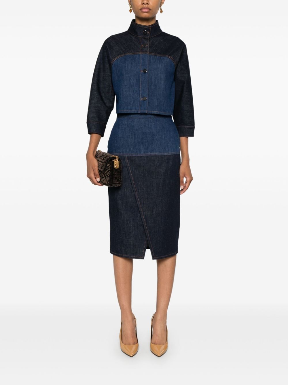 Fendi Coats Blue Cotton