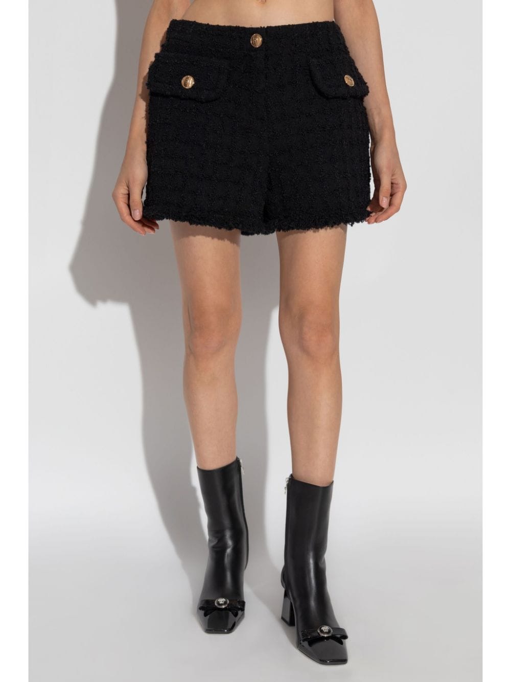 Versace Shorts Black Virgin Wool Mohair Nylon