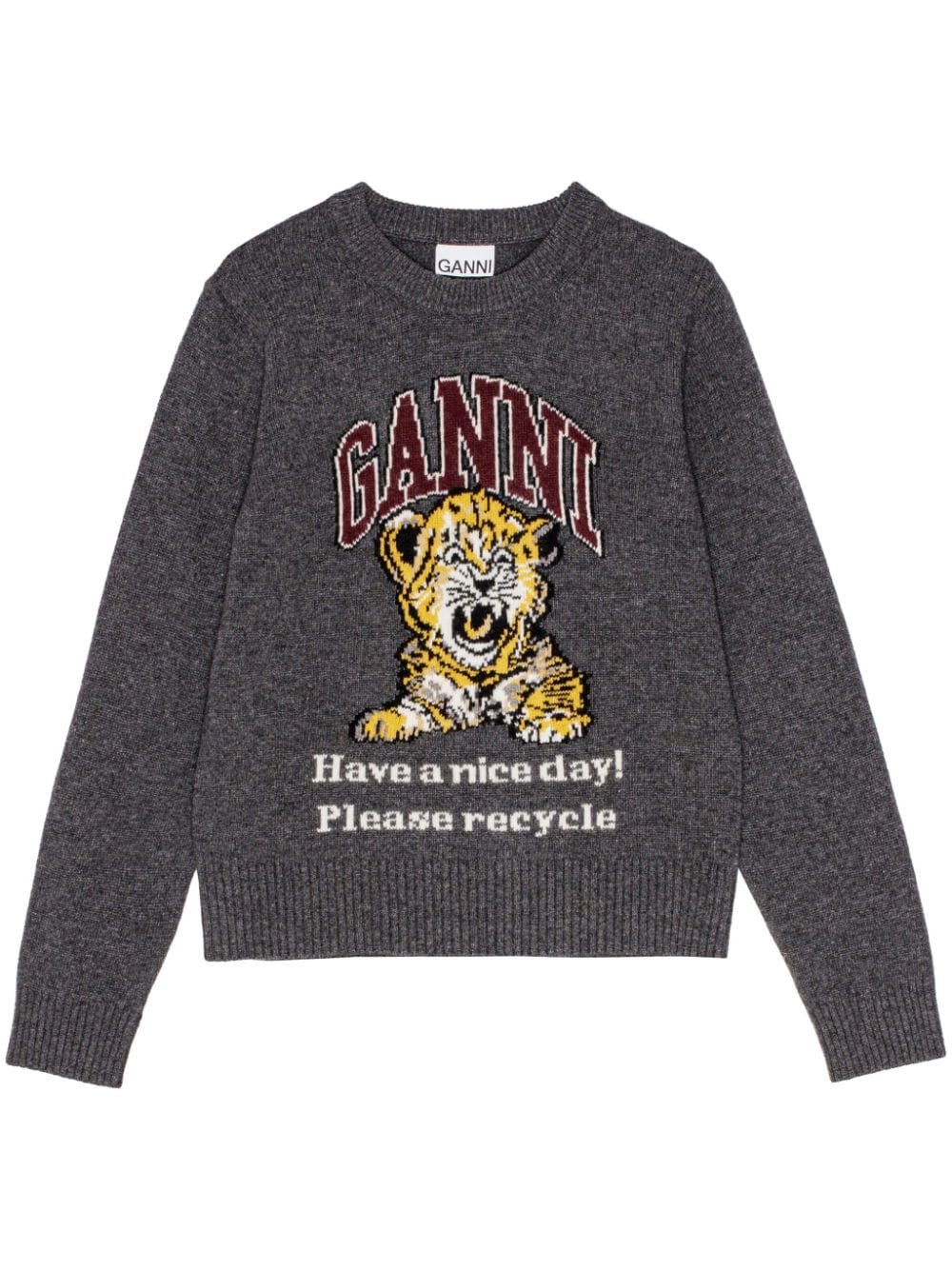 Ganni Sweaters Grey Wool Nylon