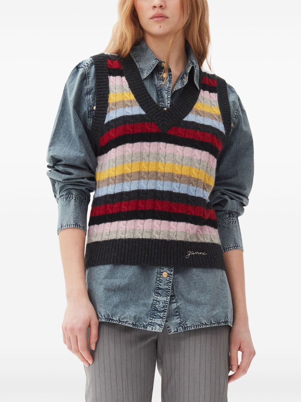 Ganni Sweaters Black Wool Nylon