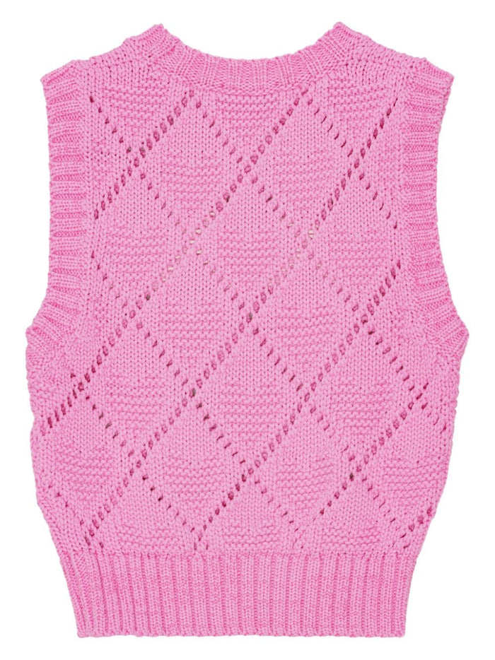 Ganni Sweaters Pink Cotton Polyamide