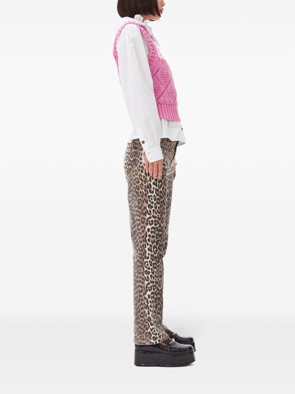 Ganni Sweaters Pink Cotton Polyamide