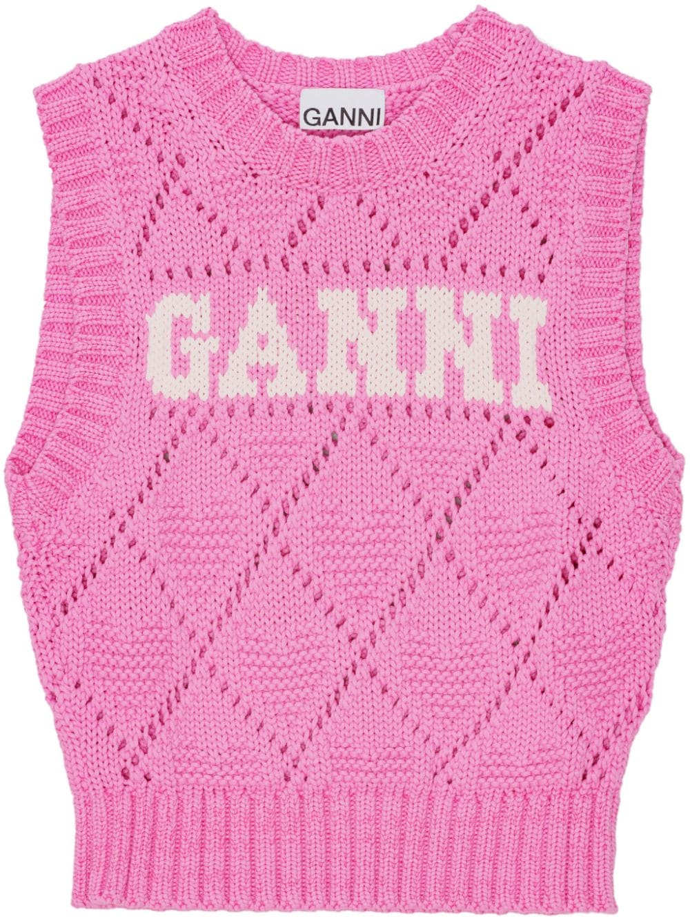 Ganni Sweaters Pink Cotton Polyamide